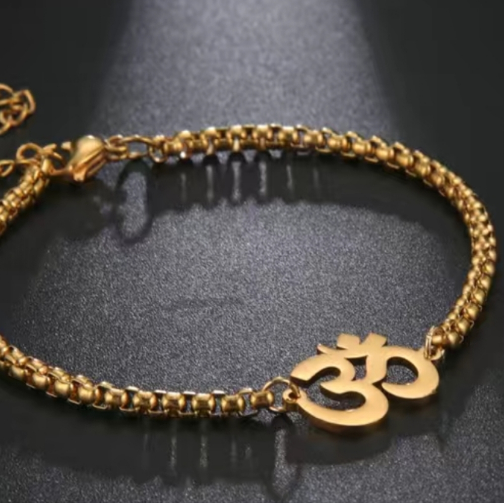 Lovely Stainless Steel Golden Ohm Symbol Bracelet
